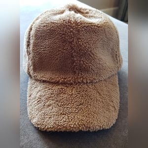 Fuzzy faux shearling baseball hat